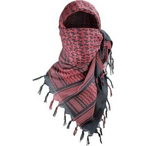 ⚡Men Black Red 100% Cotton Military Shemagh Tactical Keffiyeh Scarf Wrap
